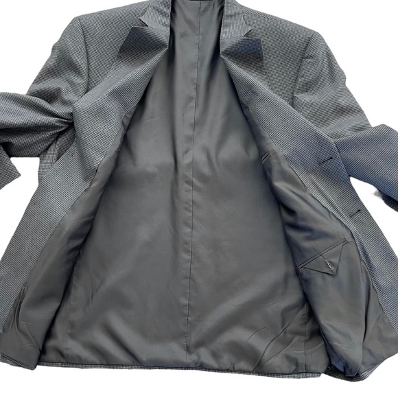 Oscar de la Renta Houndstooth 100% Wool Blazer Sport Suit Jacket - Picture 3 of 6